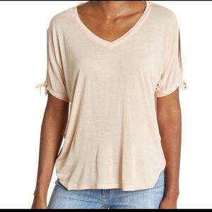 Allsaints Kay V-Neck Tie Sleeve T- Shirt Pink Small NWT